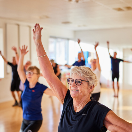 Image of older people in exercise class